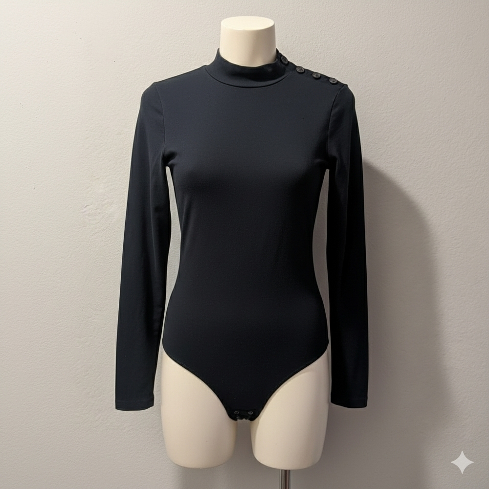 J.CREW WOMEN'S BLACK LONG SLEEVE BODYSUIT Size Large